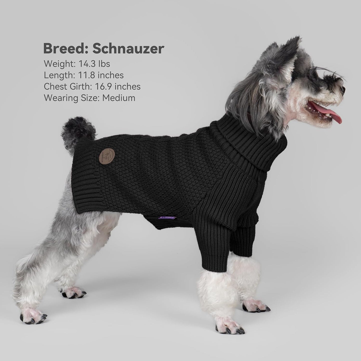 cyeollo Small Fleece Dog Sweater, Tureleneck Sweatershirt for Small Boy & Girl Dogs Pullover Doggy Clothes in Cold Weather Stretchy Fall Winter Pet Outfit Puppy Jacket, Black M