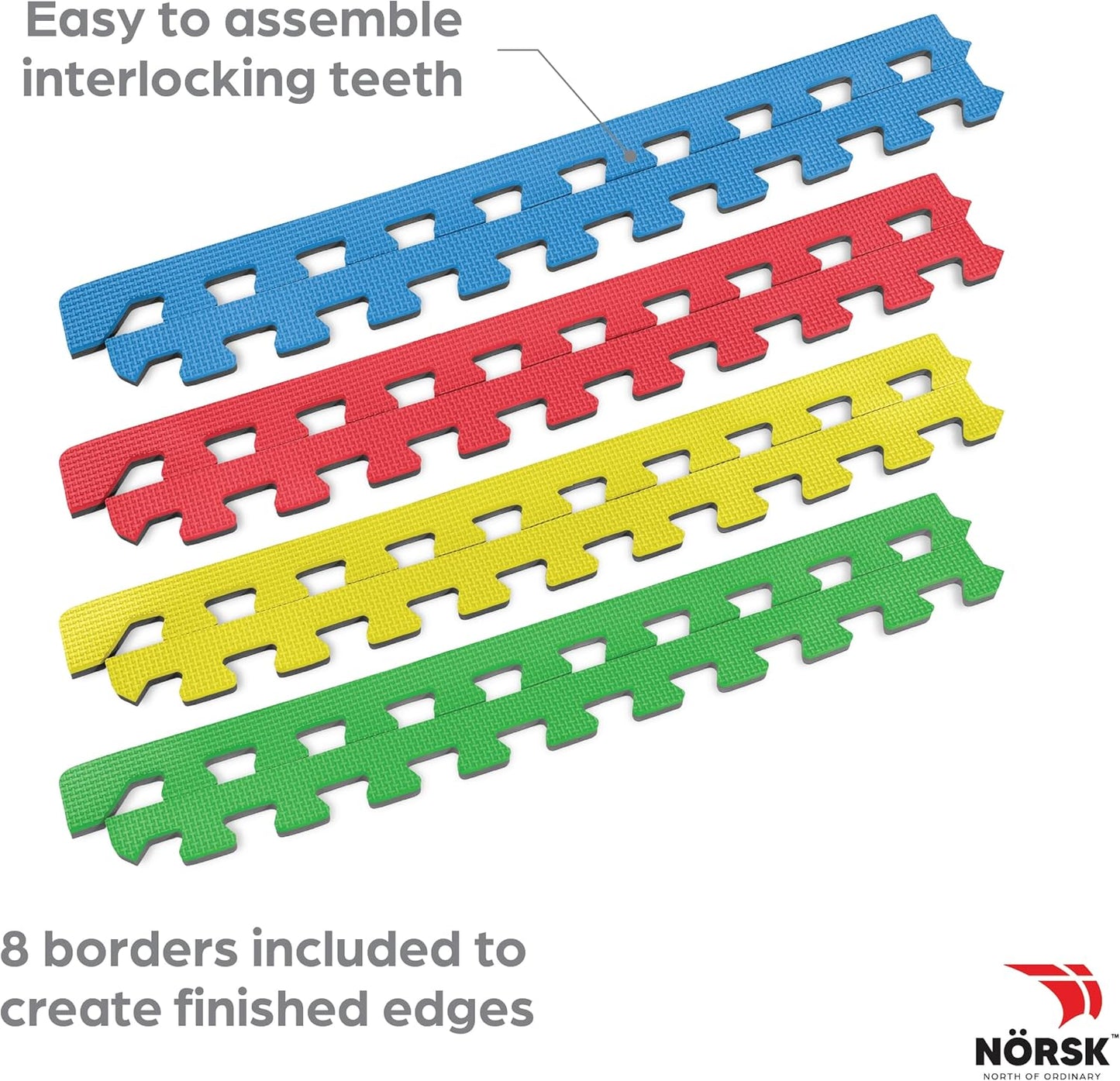 Norsk Reversible Kids Puzzle Play Mats 1/2" Thick EVA Interlocking Foam Tiles (Multicolor/Black 16 Tiles - 64 sq. Ft. 1/2" Thick)