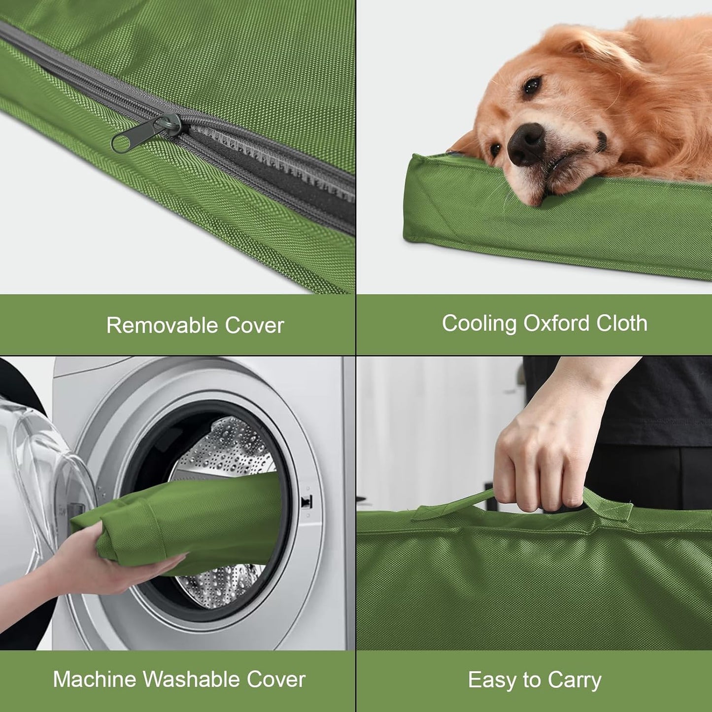 Outdoor Dog Bed for Medium Dogs, Waterproof Dog Crate Bed for Puppy Beds, Orthopedic Egg Crate Foam Pet Bed with Washable and Removable Oxford Cover, Light Green