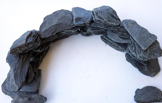 Natural Slate Stone 3 to 5 Inches - USA Sourced and Packaged for Aquascaping Aquariums, Terrariums, Paludariums, Reptiles, Wargaming, Model Railroads, Miniature Gardens, Mosaic Art (12lbs)