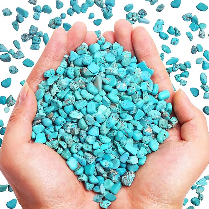 WAYBER 1 Lb/460g Green Turquoise Decorative Stones Irregular Aquarium Pebbles Crystal Rocks Quartz Gravels for Fish Turtle Tank/Succulent Plants/Air Plants Decoration (Fill 1 Cup)