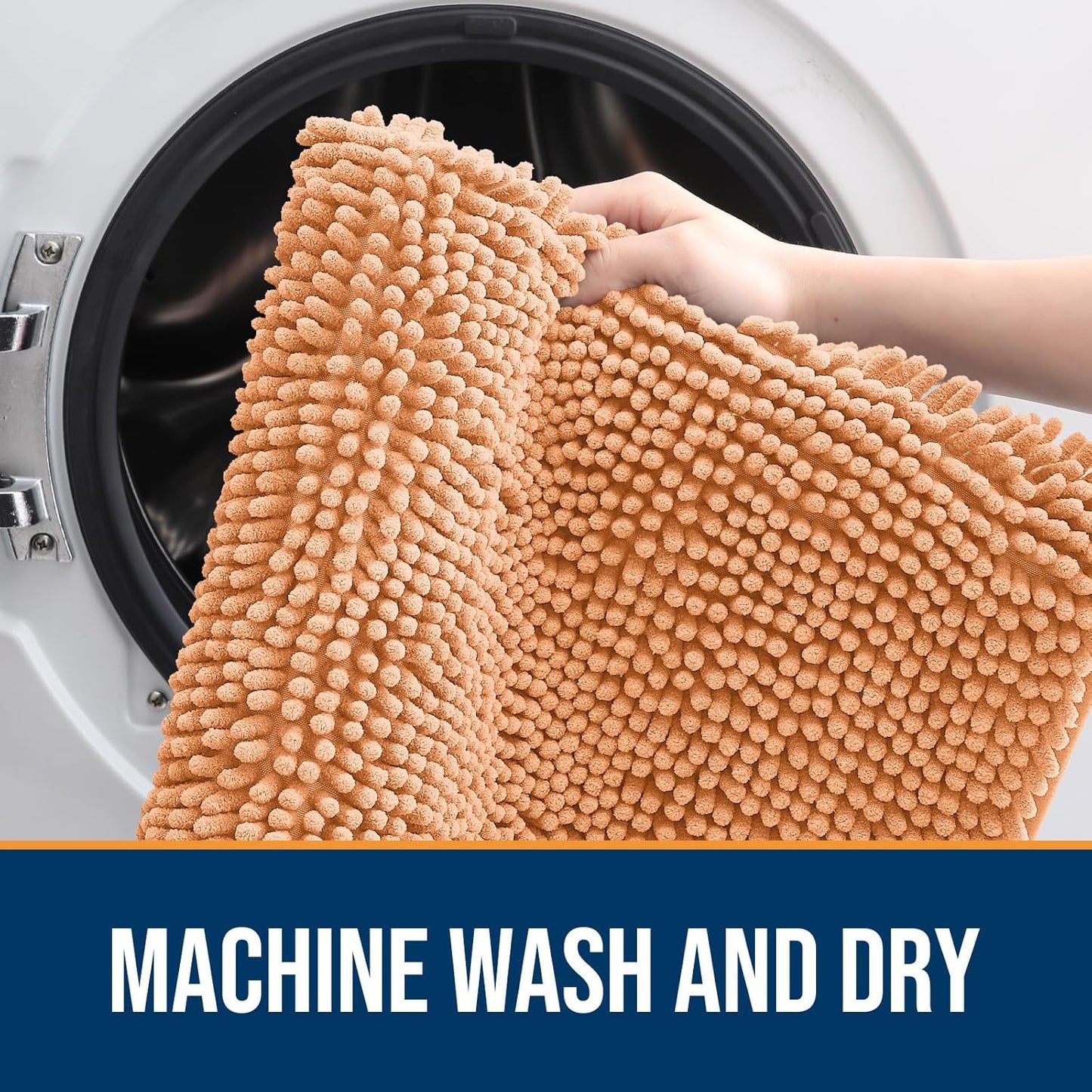 OLANLY Dog Door Mat for Muddy Paws 36x24, Absorbs Moisture and Dirt, Absorbent Non-Slip Washable Doormat, Quick Dry Chenille Mud Mat for Dogs, Entry Indoor Entryway Carpet for Inside Floor, Orange