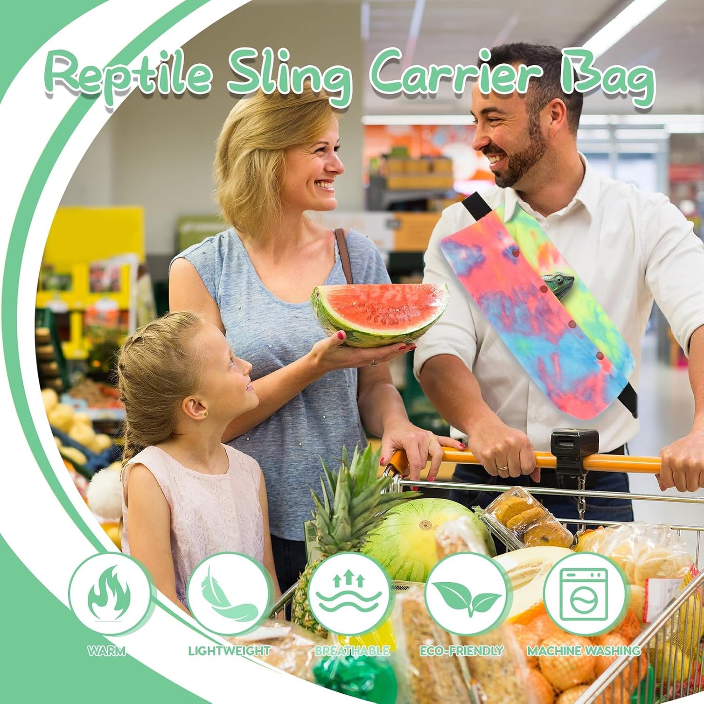 Bearded Dragon Leash and Harness Set, Adjustable Bearded Dragon Carrier Sling Leash and Carrier, Lizard Reptile Small Pet Training Leashes and Beardie Snuggle Sling Bag for Outdoor Travel (Rainbow)