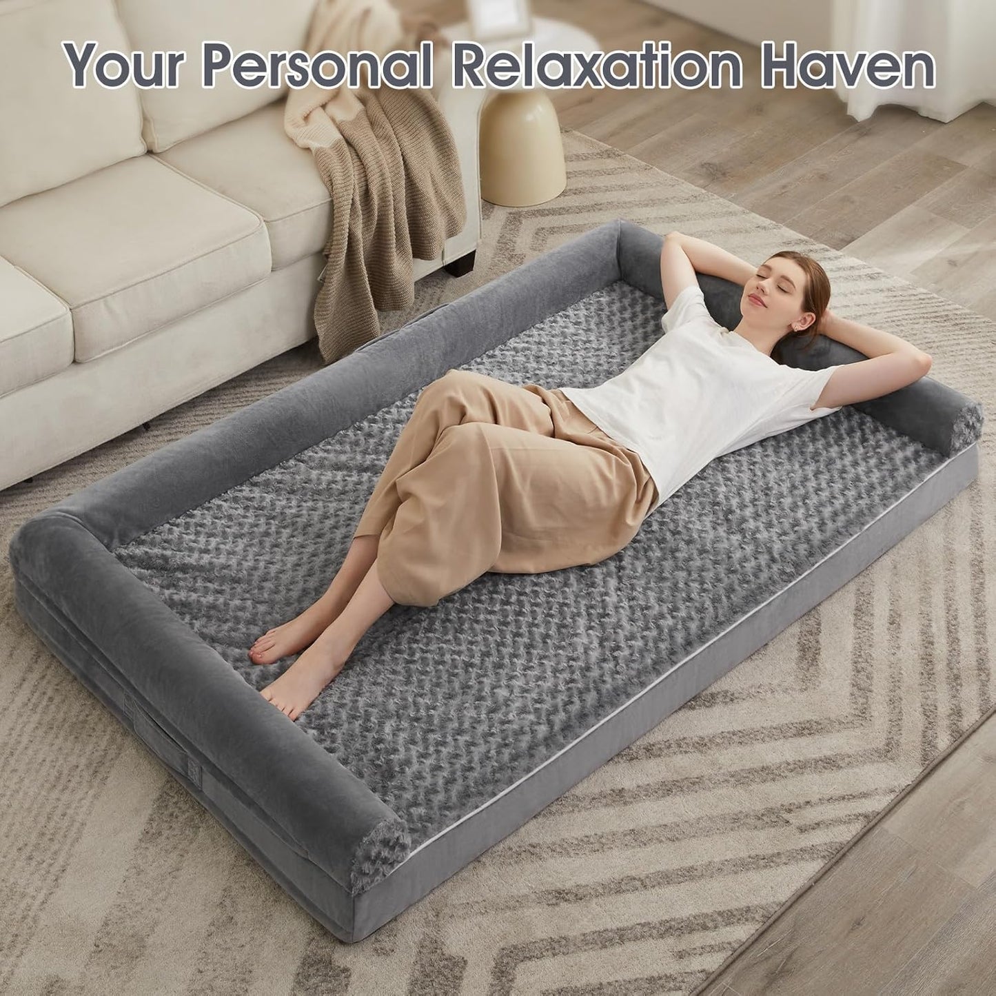 BFPETHOME Dog Beds for Large Dogs, Orthopedic Dog Bed for Medium Large Dogs,Big Waterproof Couch Pet Bed with Removable Washable Cover