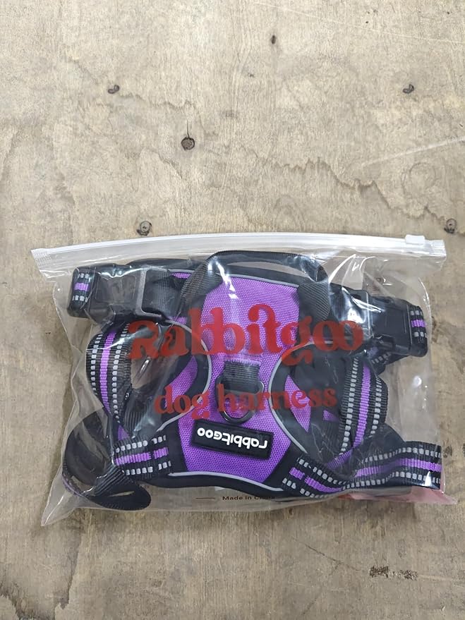 rabbitgoo Dog Harness No Pull with 2 Leash Clips, Adjustable Soft Padded, Reflective Oxford No Choke Pet Vest with Easy Control Handle for Large Dogs, Purple, XL