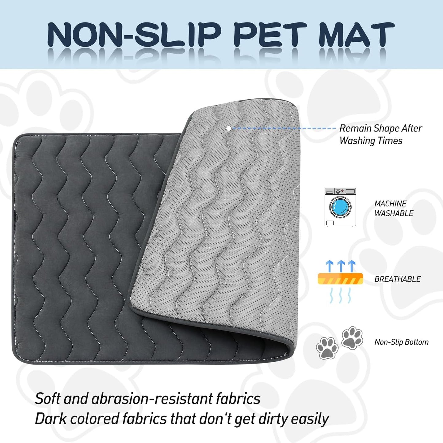 Bubble bear Dog Crate Mat - Upgraded Thick, Ultra Soft, Washable & Anti-Slip Kennel Pad for Small/Medium/Large Dogs, Dark-Hued to Hide Stains (36"x23")
