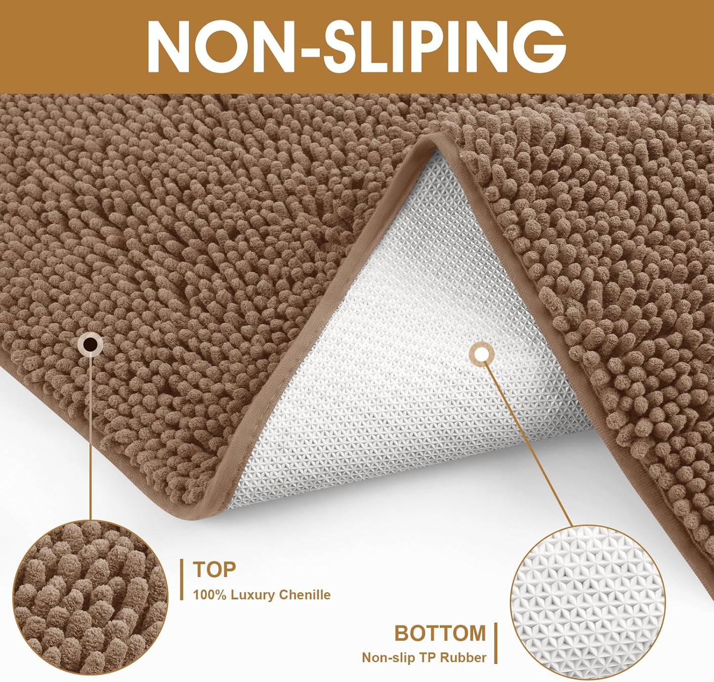 2 Pieces Muddy Door Mats for Dogs, Chenille Absorbent Pet Mats, Quick Dry, Trap Dirt Non Slip Heavy Indoor Doormat Soft Dog Bed Mat Front Inside Door Mat for Indoor Outdoor Entrance,Camel