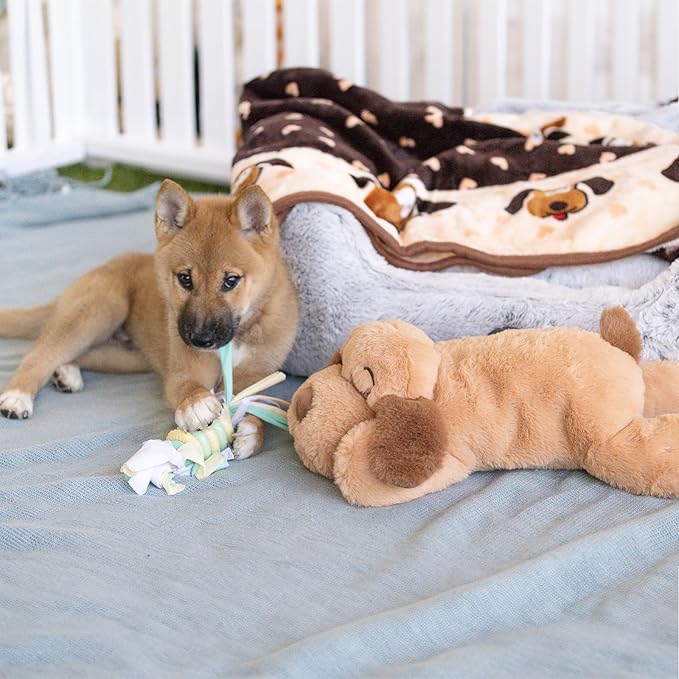 Original Snuggle Puppy Toys - Heartbeat Puppy for Dogs - Pet Anxiety Relief and Calming Aid - Comfort Dog Toys for Behavioral Training in Sleeping Biscuit