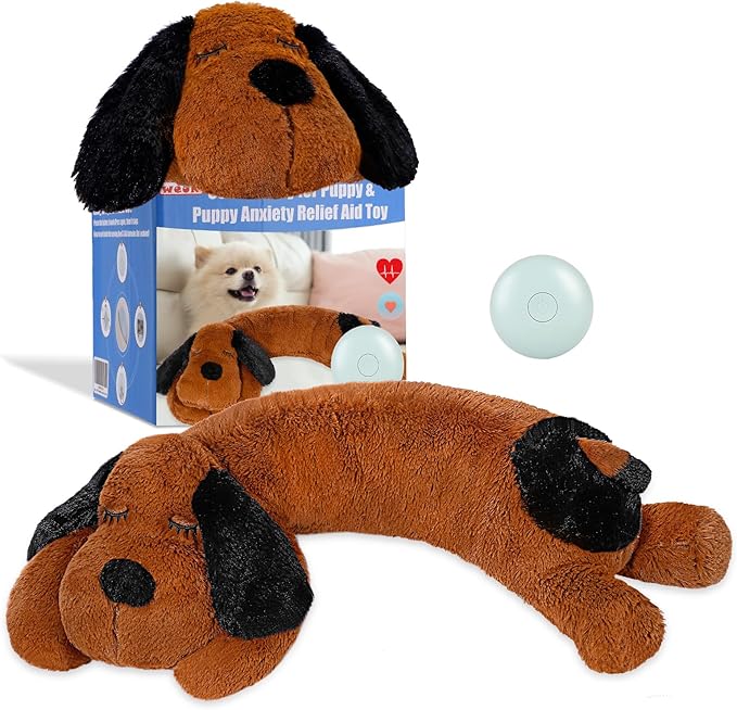 Puppy Heartbeat Toy for Separation Anxiety Relief, Heartbeat Stuffed Animal Anxiety Calming Behavioral Aid Plush Toy for Dogs Cats Pets