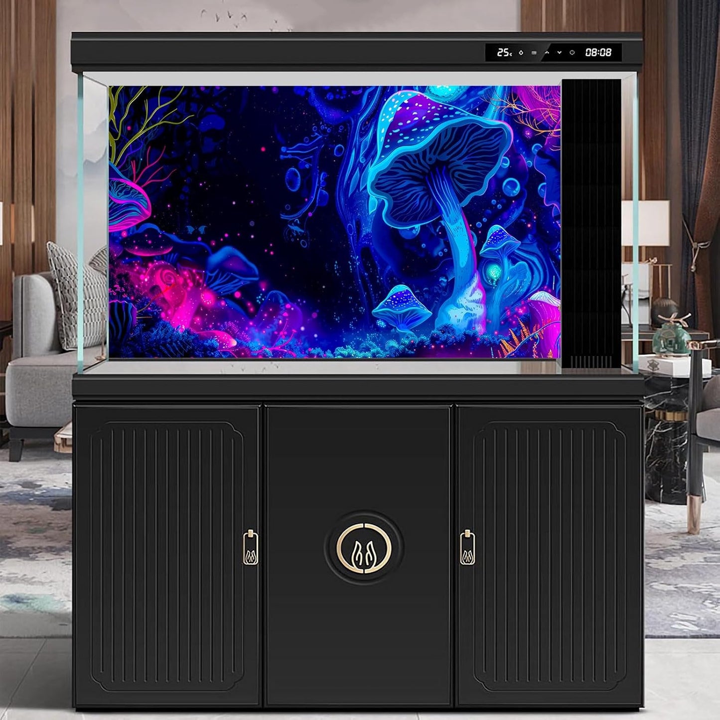 Fantasy Mushroom Forest Aquarium Background Abstract Cartoon Mushroom Reptile Tank Backgrounds Vibrant Jungle Mushrooms Theme Fish Tank Background Magic Mushrooms Reptile Enclosure Backgrounds 48x24in