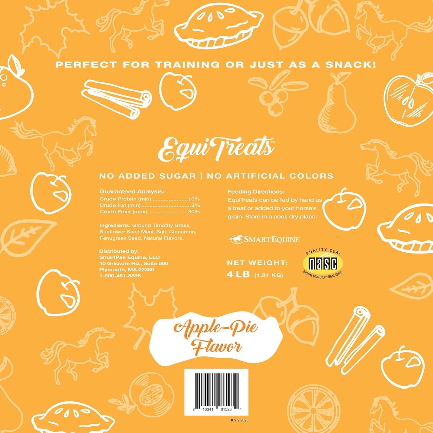 Uckele by SmartEquine Equi Treats Bite-Sized Pellets | Horse Treats with No Sugar Added | High Fiber Cookies for Horses | Suitable Reward for Training | Apple Pie Flavor | 4 lb Bag