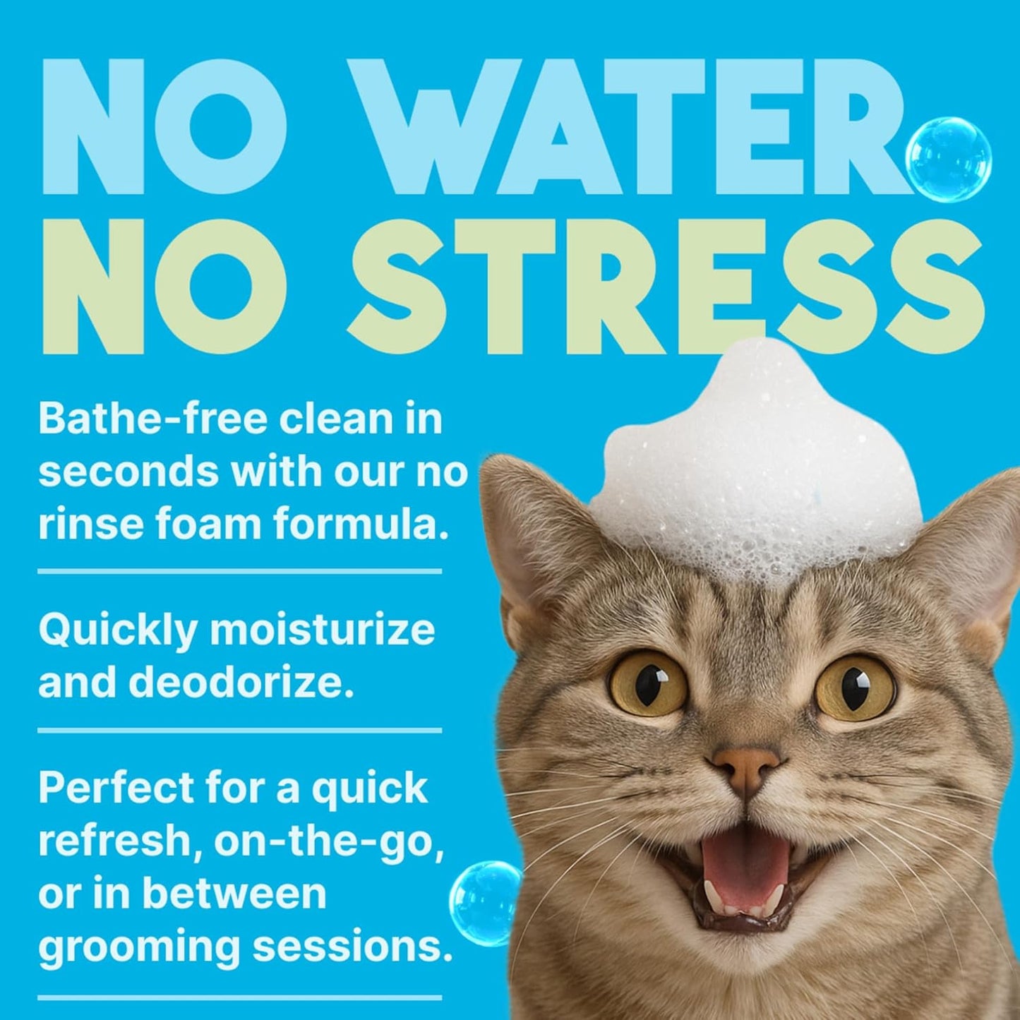 TropiClean No Rinse Waterless Cat Shampoo | Dandruff Treatment | Moisturizing Dry Shampoo for Dry Skin | USA Made | Aqua de Coco Scent | 7.4oz.