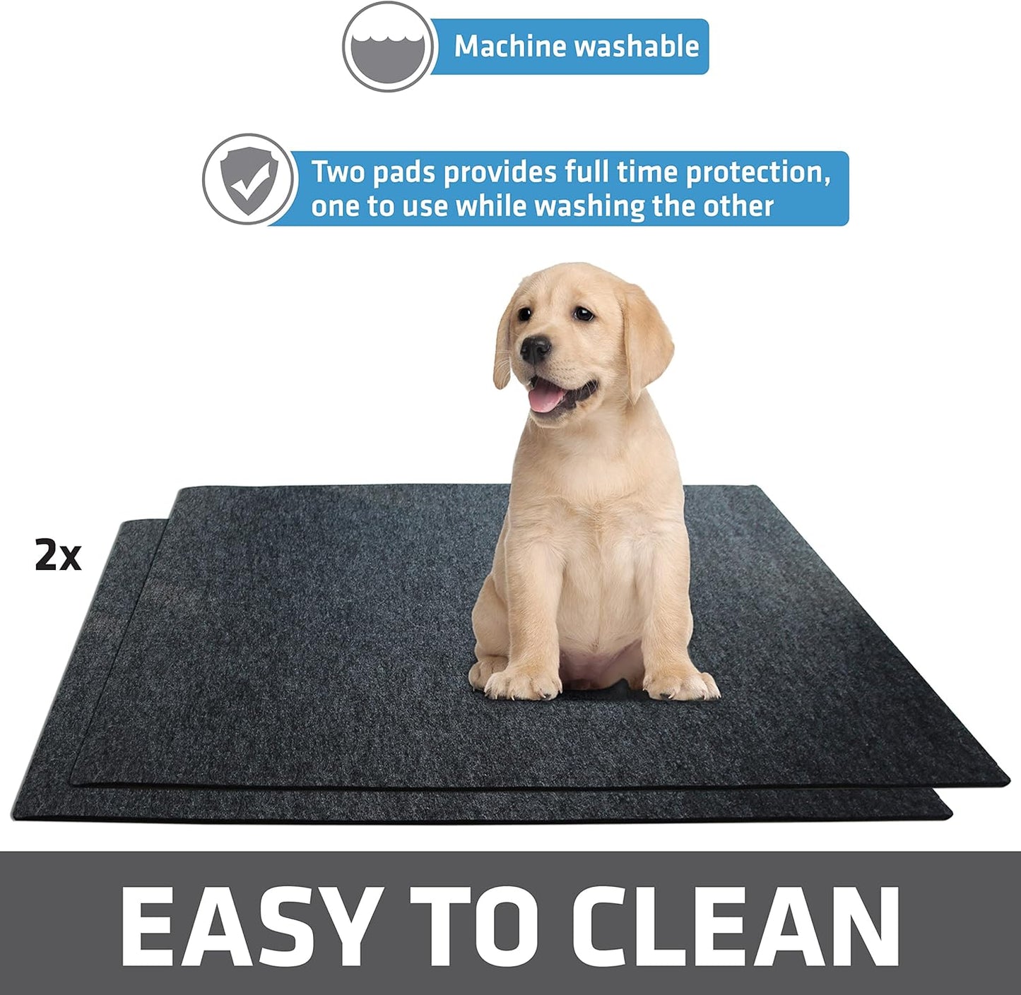 Drymate 2-Pack Washable Pee Pads for Dogs (29x36), Waterproof, Absorbent, Slip-Resistant, Reusable Pet Training Potty Puppy Mats, Housebreaking, Incontinence Bed Pads, Crate, Kennel (USA Made)