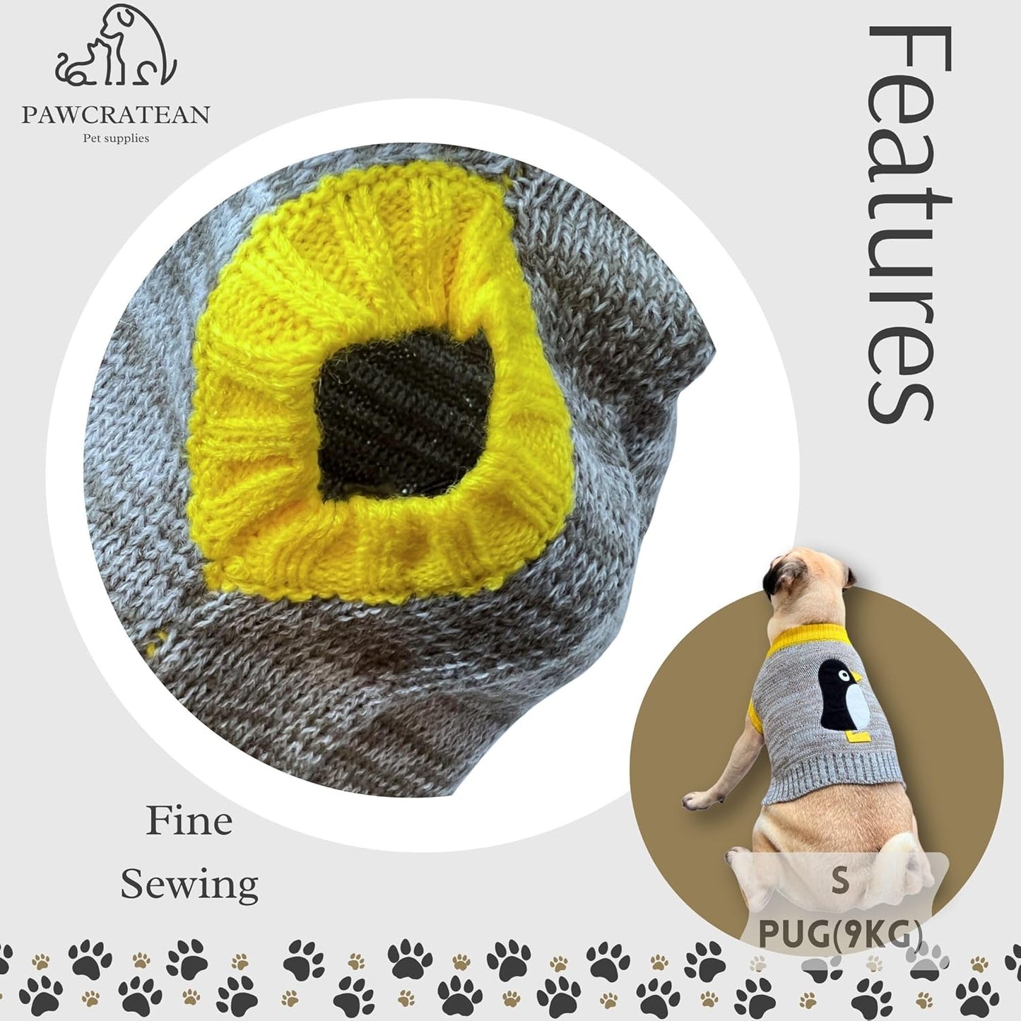 Cute Sweater for Dogs and Cats Soft Flannel Pet Outfit Warm and Cozy Animal Hoodie Small to Large Pet Clothes for Halloween Parties and Everyday Wear (Small, Grey Pinguin)