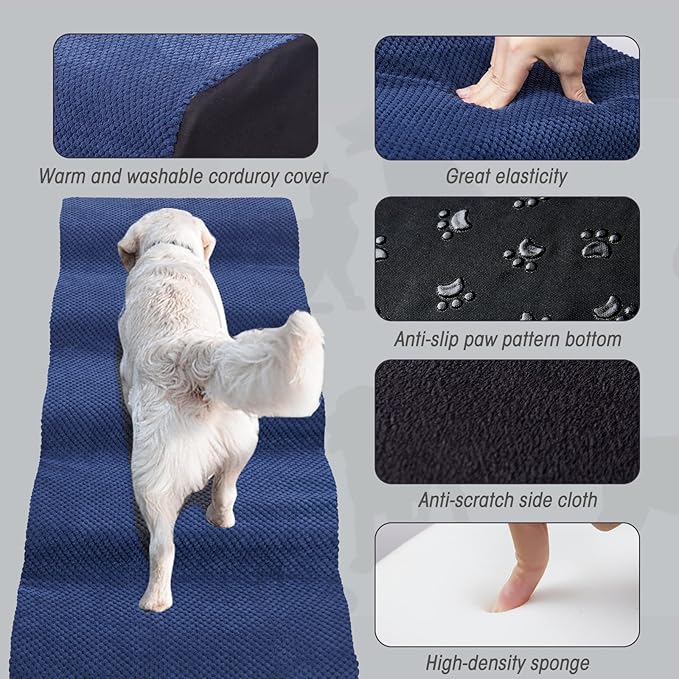 Dog Steps&Stairs for High Beds 24.4 inches High Up to 24-28 inches Bed, Tall Extra Wide Pet Stairs/Steps for High Bedsides,Non-Slip Dog Ramps for Small Older Dogs/Cats(Blue)