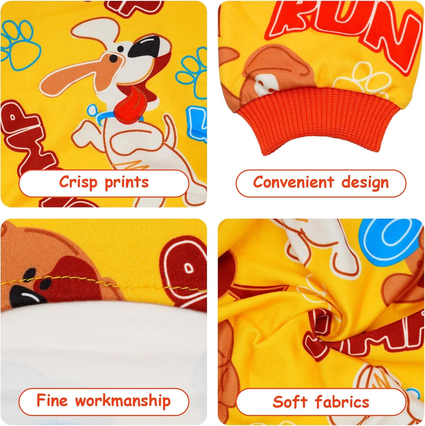 2PCS Dog Pajamas for Extral Large Dog Pjs Clothes Puppy Onesies Outfits Pet Jammies Boy Girl Male Female Apparel Breathable Paw Bone Blue Yellow Print XL