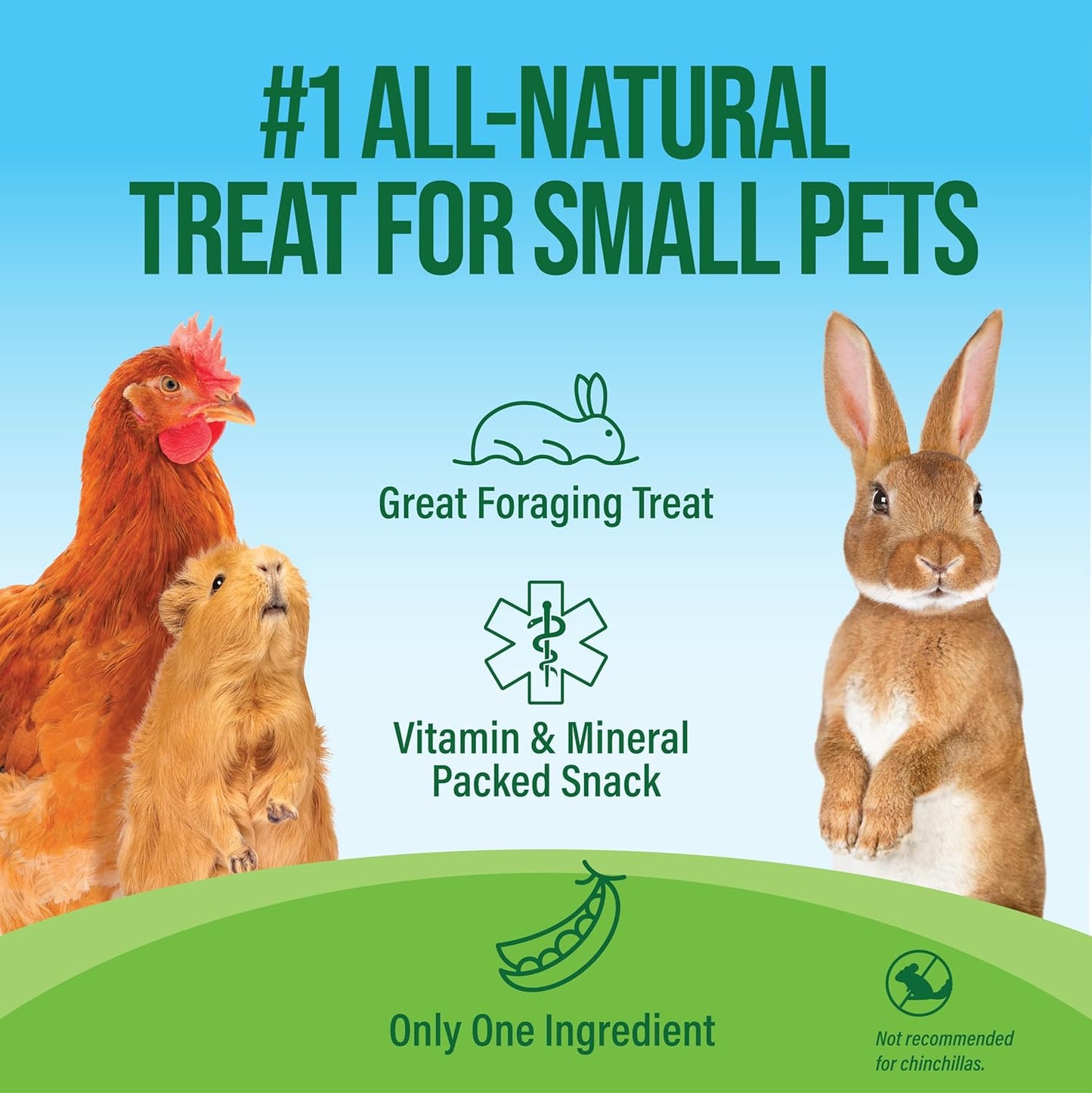 Small Pet Select - Pea Flakes, Treats for Rabbit Bunny, Guinea Pig, Chickens, Bunny, Hamster, and Other Small Pets, 8 oz