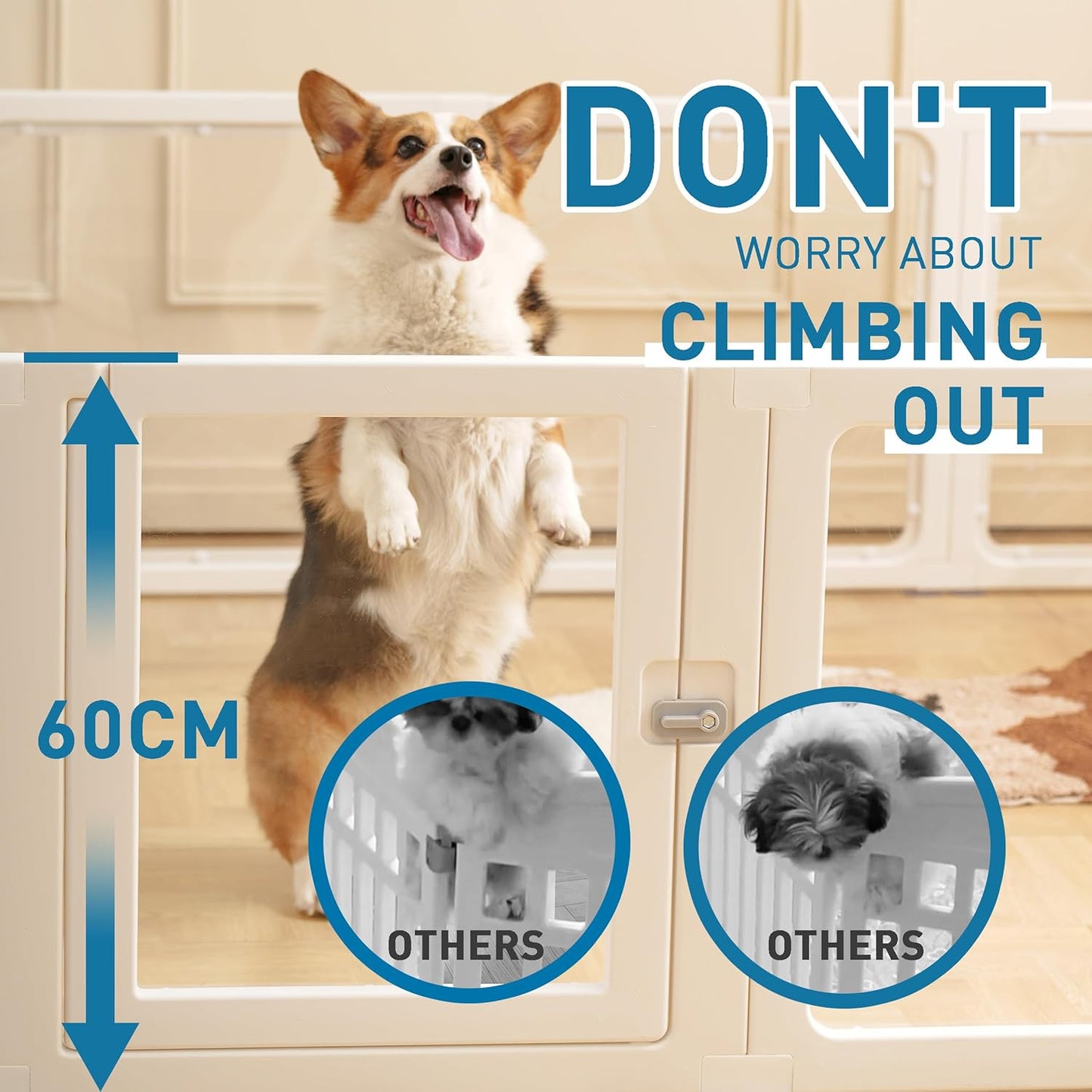 Citylife Dog Playpen with Door Clear Pet Playpen for Indoor Outdoor Easy to Install and Remove Puppy Playpen for Dogs, Cats, Bunnies, Pigs, 10 Panels