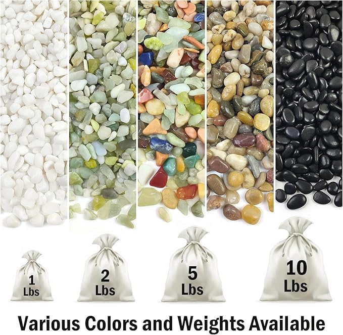 5lbs Small Succulent Rocks, 3/8 Inch Colorful Pebbles for Plants, Decorative Rocks for Plants Indoor, Vases, Planters and Outdoor Gardening Stones
