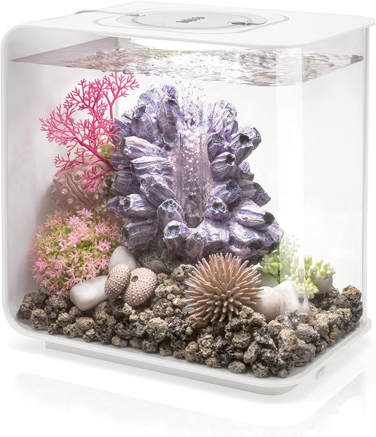biOrb Flow 15 Acrylic 4-Gallon Aquarium with White LED Lights Modern Compact Tank for Tabletop or Desktop Display, White