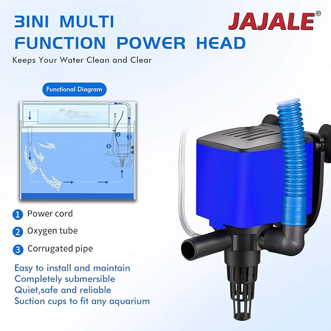 Water Pump 210 GPH Submersible Internal Aquarium Powerhead Water Pump Ultra Quiet for Aquarium,Fish Tank -4 Pack