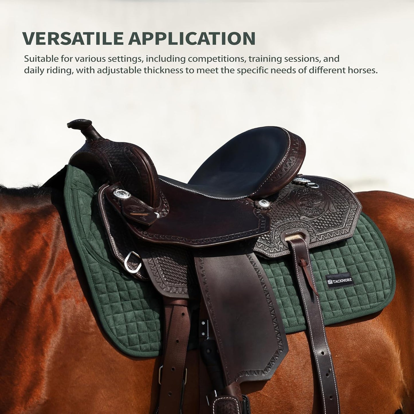 Tackmore Western Saddle Pad Adjustable with Side Pockets and Foam Inserts Shock-Absorbing Riding Pad
