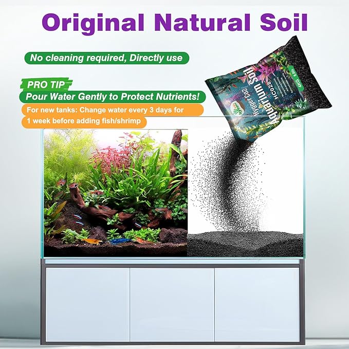 Upgraded Aquarium Soil Water Grass Mud, Ideal for Fish Tank Aquascaping Aquarium Substrate Soil for Plants and Shrimps, No Need to Wash (13.2 Pounds)