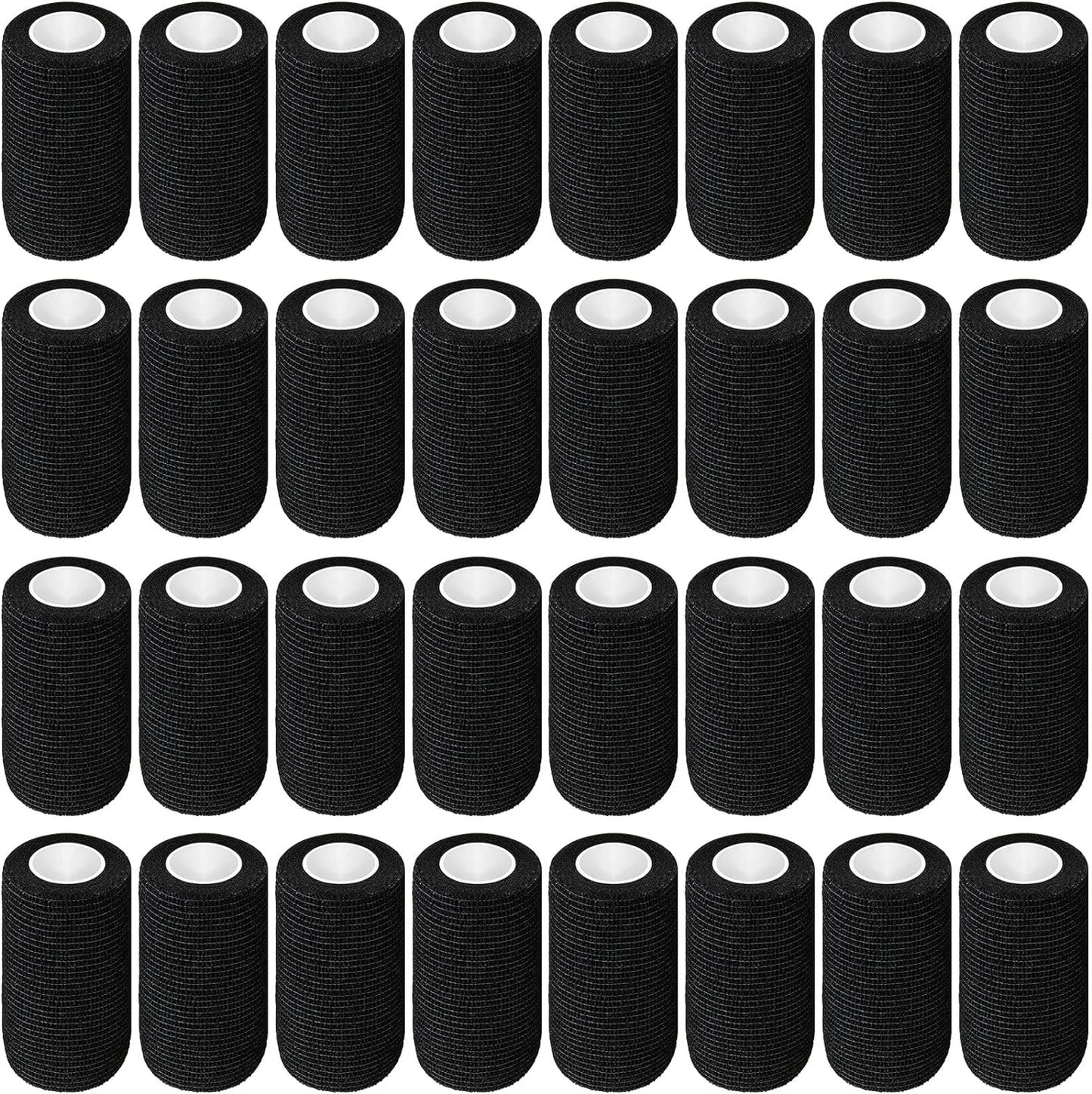 Treela 36 Pcs Self Adherent Bandage 4" X 5 Yard Wrap Breathable Cohesive Bandage Elastic Adhesive Tape for Stretch Athletic Sports Wrist Ankle(Black)
