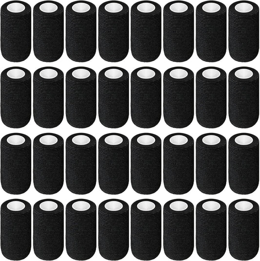 Treela 36 Pcs Self Adherent Bandage 4" X 5 Yard Wrap Breathable Cohesive Bandage Elastic Adhesive Tape for Stretch Athletic Sports Wrist Ankle(Black)
