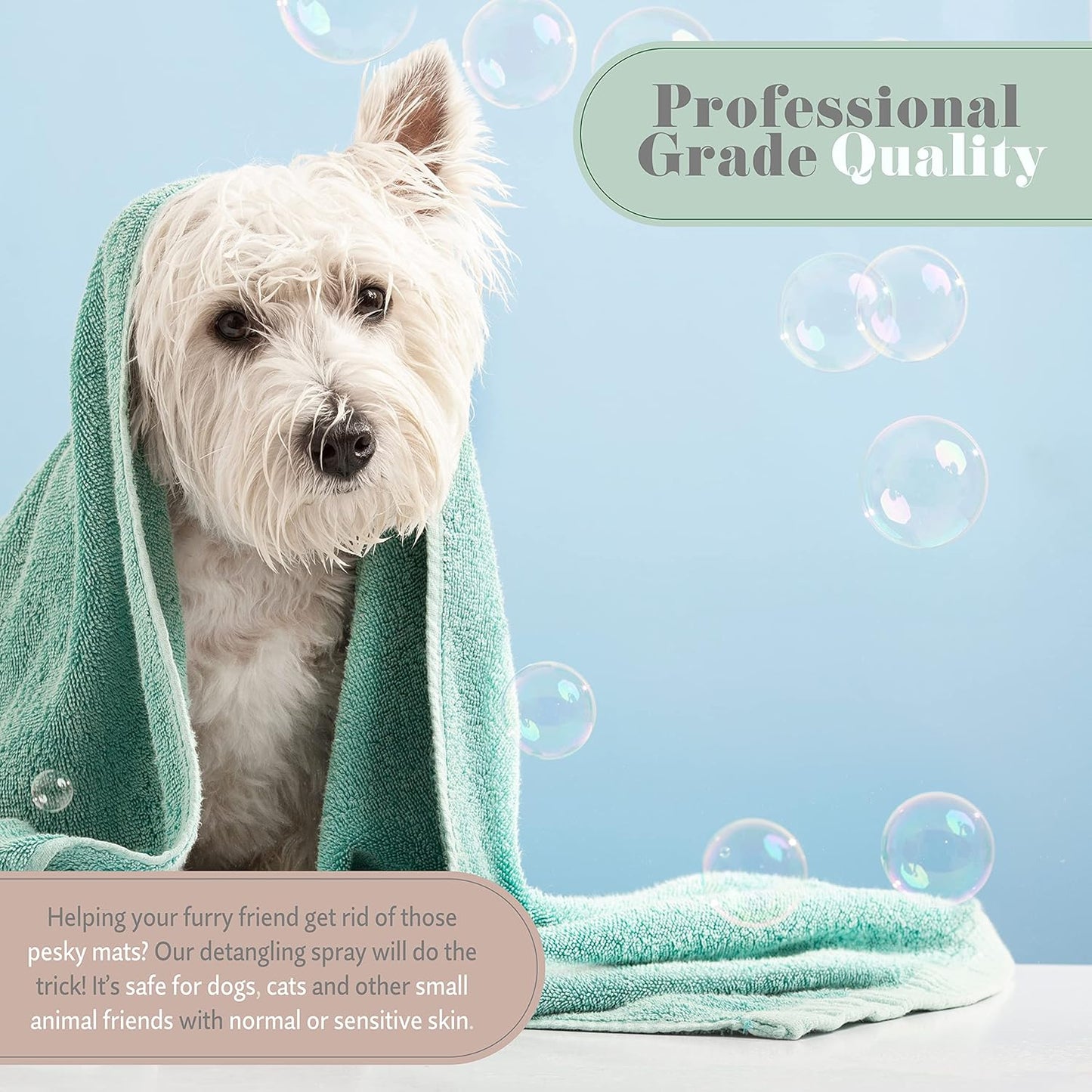 Begley's Pet Detangling Spray - Premium Essential Oil Scented Detangler Spray for Dogs, Puppies & Cats - Dog Leave in Conditioner Spray - Dematting Spray for Dogs & Pets - 16 oz, Baby Powder