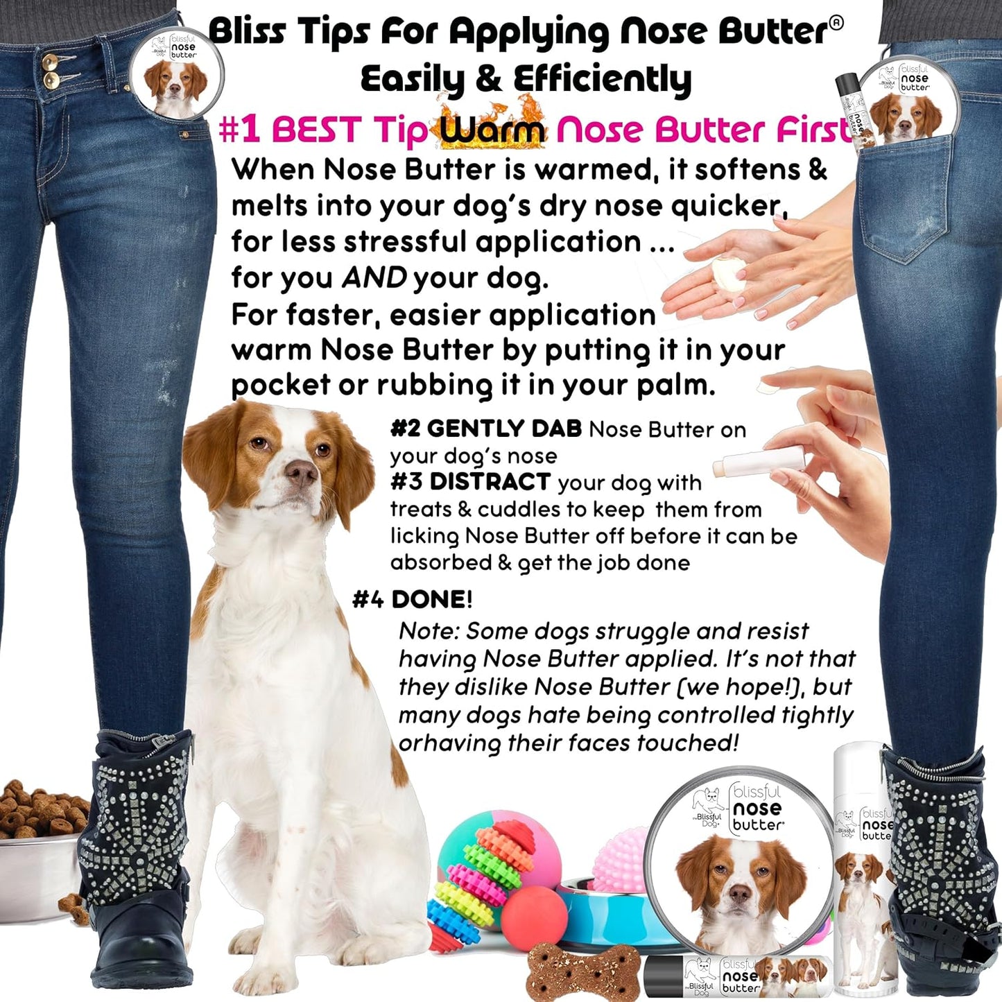 The Blissful Dog Brittany Spaniel Nose Butter for Dry, Cracked Skin, Lick-Safe Dog Nose Balm with Moisturizing Shea Butter, Almond, Olive, and Essential Oils, Pet Supplies, Uncented, 2 oz.