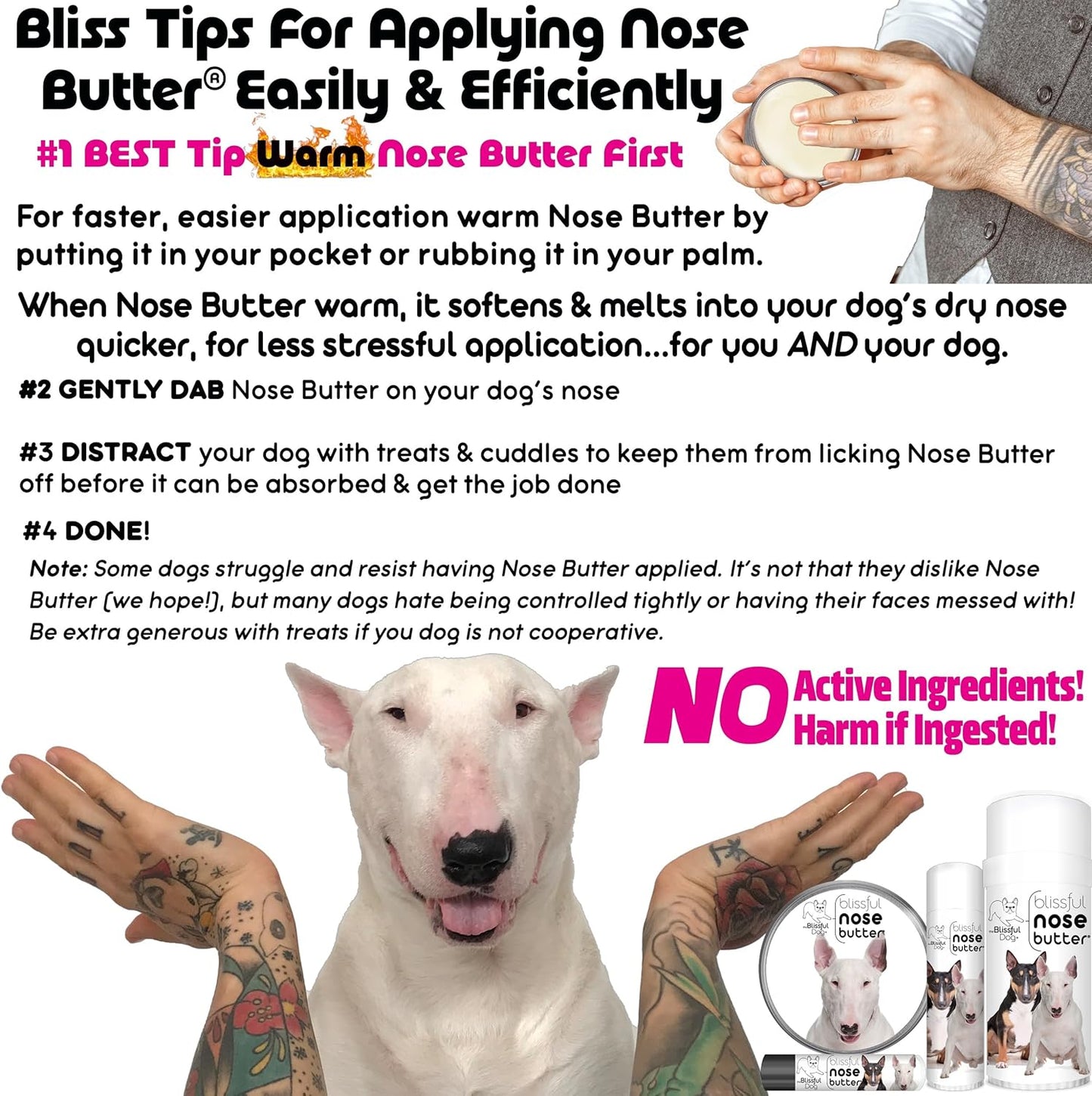 The Blissful Dog Bull Terrier Unscented Nose Butter, 8 oz