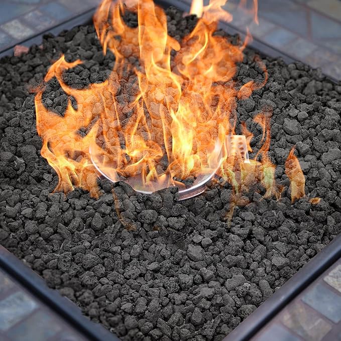 Mr. Fireglass 10 Pounds Black Natural Lava Rock for Indoor Outdoor Gas Fire Pits Fireplaces & Barbecue Grills | Volcanic Lava Stones for Decorating Garden Landscaping, Potted Plants, 0.3"-0.6"