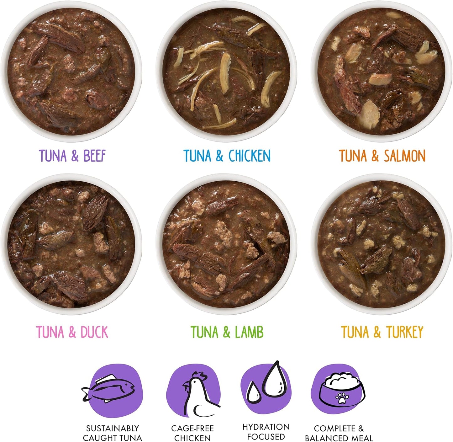 Weruva B.F.F. OMG - Best Feline Friend Oh My Gravy!, Rainbow A Gogo Variety Pack! Cat Food, 3oz Pouch (Pack of 12)