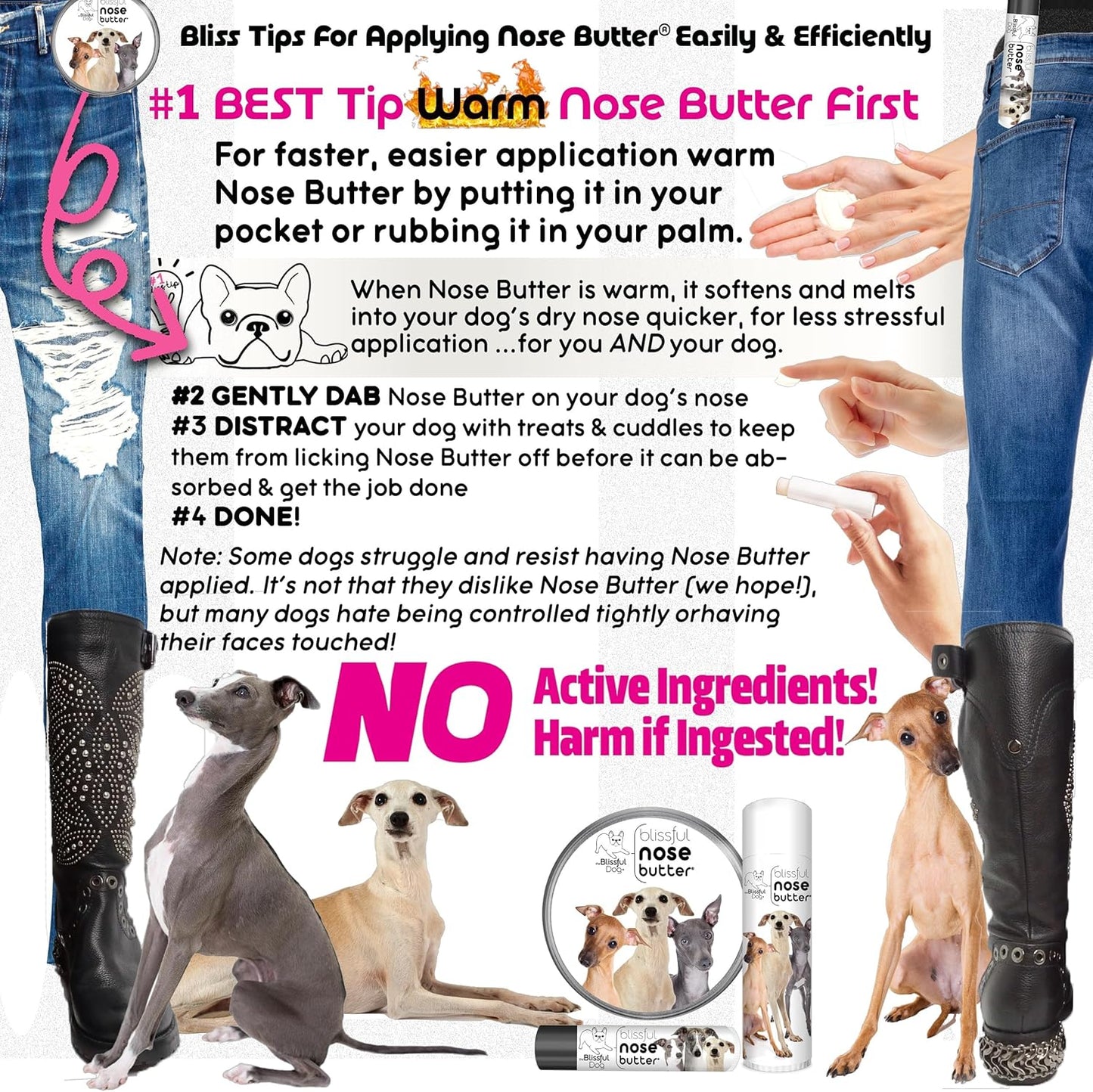 The Blissful Dog Italian Greyhound Unscented Nose Butter - Dog Nose Butter, 4 Ounce