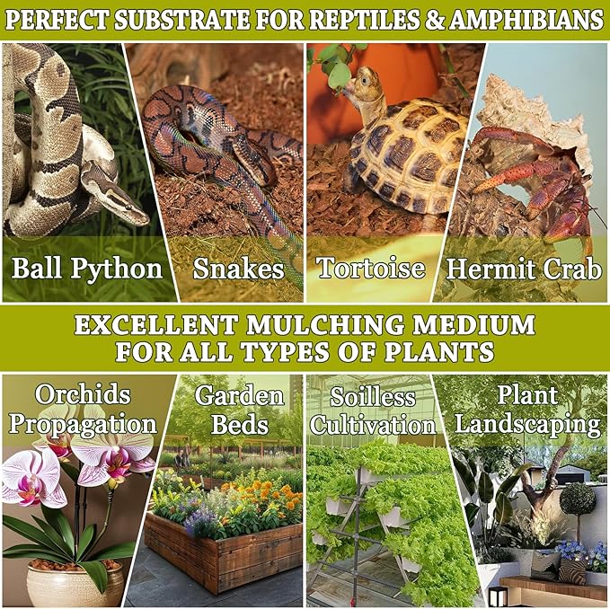 ZeeDix 3PCS Natural Coconut Chips Substrate for Reptiles, Coconut Fiber Husk Reptiles Bedding, Compressed Coco Chips Substrate for Ball Python, Snakes, Tortoise, Hermit Crab, Frogs, Lizard, Tarantula