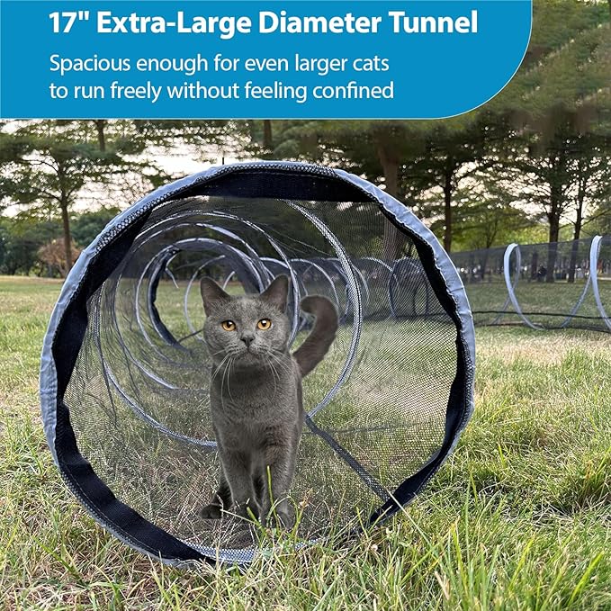 Large Outdoor Cat Tunnel and Tent Playpen - Pop Up Enclosure for Multiple Cats - Portable Outside Playhouse for Small Pets