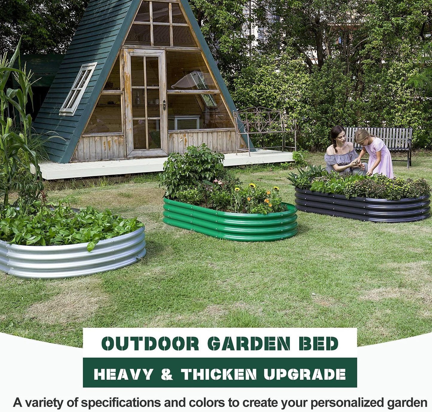 Land Guard Galvanized Raised Garden Bed Kit, Galvanized Planter Garden Boxes Outdoor, Oval Large Metal Raised Garden Beds for Vegetables…………