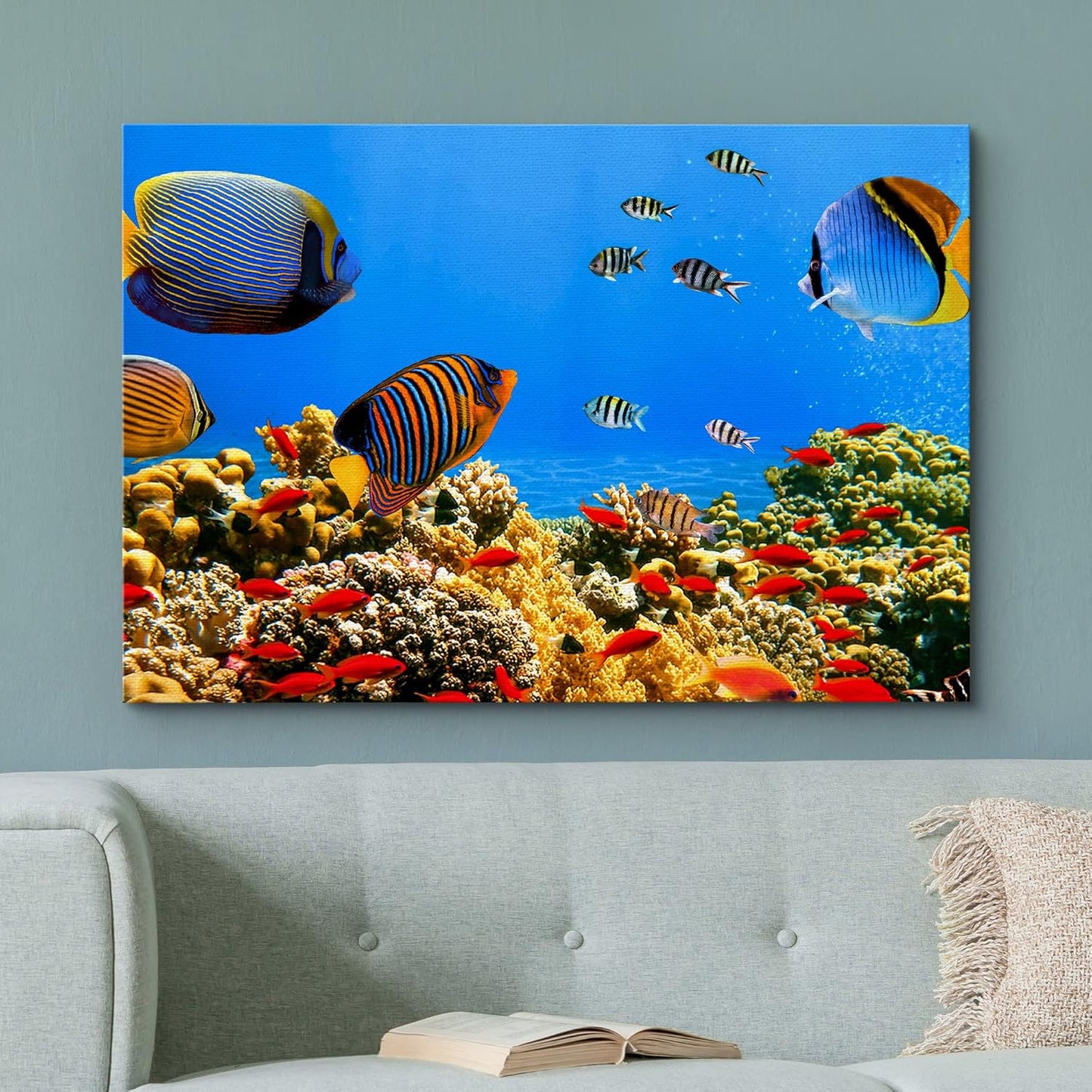 wall26 Canvas Print Wall Art Tropical Island Underwater Fish Red Anemone Nature Animals Photography Realism Rustic Scenic Landscape Wilderness Colorful for Living Room, Bedroom, Office - 24"x36"