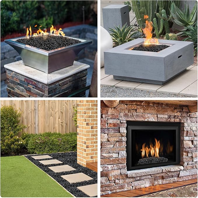 Mr. Fireglass 5 lbs Black Pebbles, 3/8" Natural Decorative Polished River Rocks Aquarium Gravel for Indoor Plants, Vases, Succulents and Outdoor Garden Landscaping