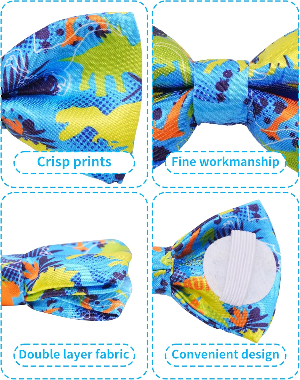 PET SHOW 10 Pack Dinosaur Small Dog Bow Ties Sliding Collar Attachments Puppy Cats Bowties for Medium Dogs Bowknots Holiday Party Pet Grooming Accessories(Small)