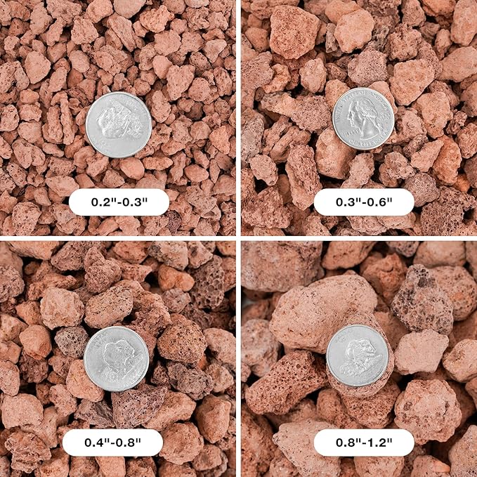 Mr. Fireglass 10 Pounds Red Natural Lava Rock for Indoor Outdoor Gas Fire Pits Fireplaces | Volcanic Lava Stones for Decorating Garden Landscaping, Potted Plants, 0.2"-0.3"