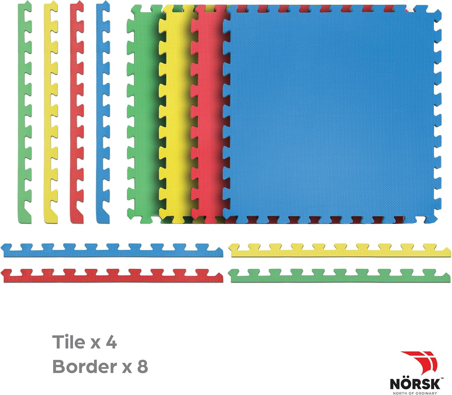 Norsk Reversible Kids Puzzle Play Mats 1/2" Thick EVA Interlocking Foam Tiles (Multicolor/Black 20 Tiles - 80 sq. Ft. 1/2" Thick)