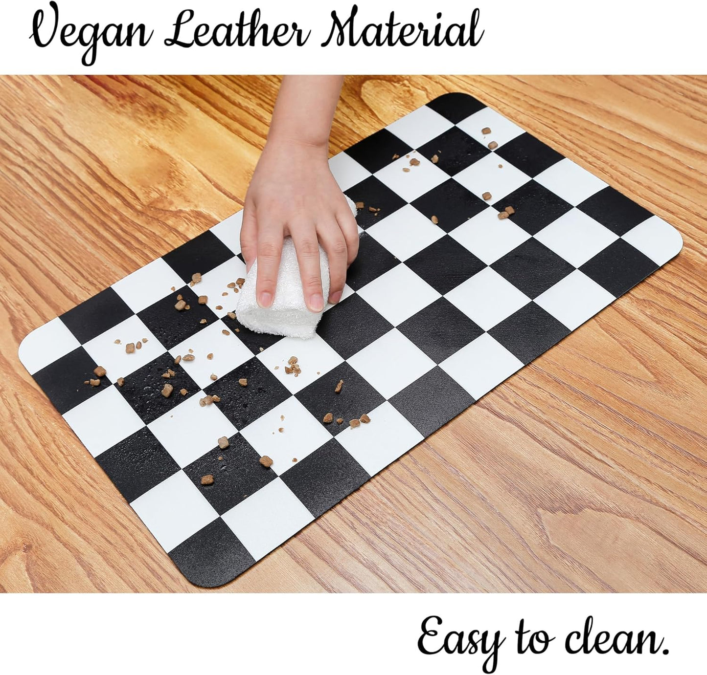 Ralxion Checkered Dog Feeding Mat, Absorbent Mats for Dog Food and Water Bowl, Dispenser, Feeder, Retro Aesthetic Black Checkerboard Pet Placemat for Dogs, Cats, Puppy Accessories, 16" X 24”