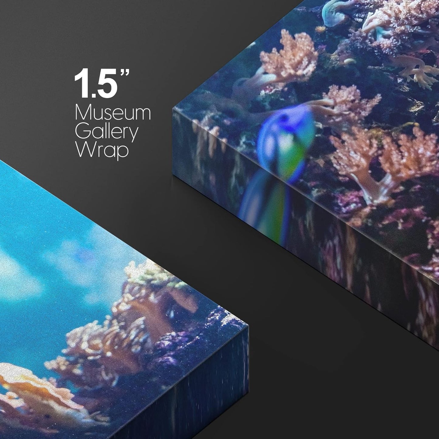 wall26 Canvas Print Wall Art Vibrant Blue Pink Coral Reef Blue Hippo Tang Nature Animals Photography Realism Rustic Scenic Landscape Wilderness Colorful for Living Room, Bedroom, Office - 24"x36"