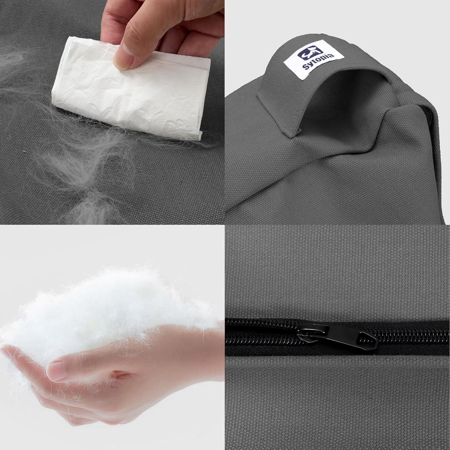 Sytopia 42-Inch Canvas Indestructible Outdoor Dog Bed, Waterproof & Washable Removable Cover, Ideal for Medium & Large Dogs, Chew-Proof Great for Indoor, Outdoor, Crate, Patio Use (Dark Grey)