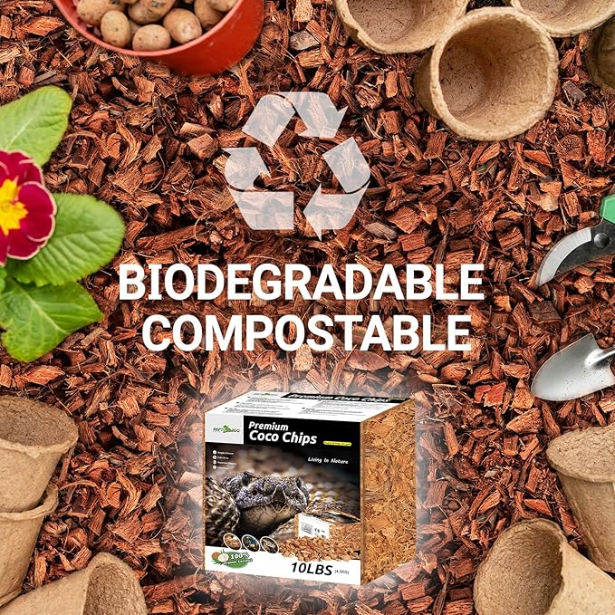 REPTI ZOO 72 Quart Reptiles Coconut Chip Substrate, Coco Husk Reptiles Bedding for Ball Python, Snakes, Geckos, Lizards, Tortoises, Frogs | Terrarium Tanks Substrate