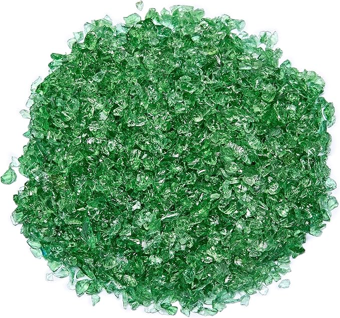 TWINKLING High Luster Crushed Glass Glitter, Broken Glass, Fire Glass Gems Chips for Fire Pit, DIY Resin Art, Epoxy Crafts, Geode Painting, Aquarium Decoration, 6-9mm(370g/13oz.) (Light Green)