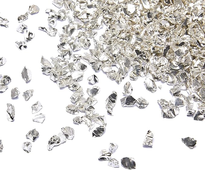 TWINKLING High Luster Fire Glass Gravel Stone Glitter,Broken Glass,Fire Gems Chips,Crushed Glass for Fire Pit Crafts Resin Art Aquarium Garden Decoration,3-6mm,1-Pound Jar (Silver)