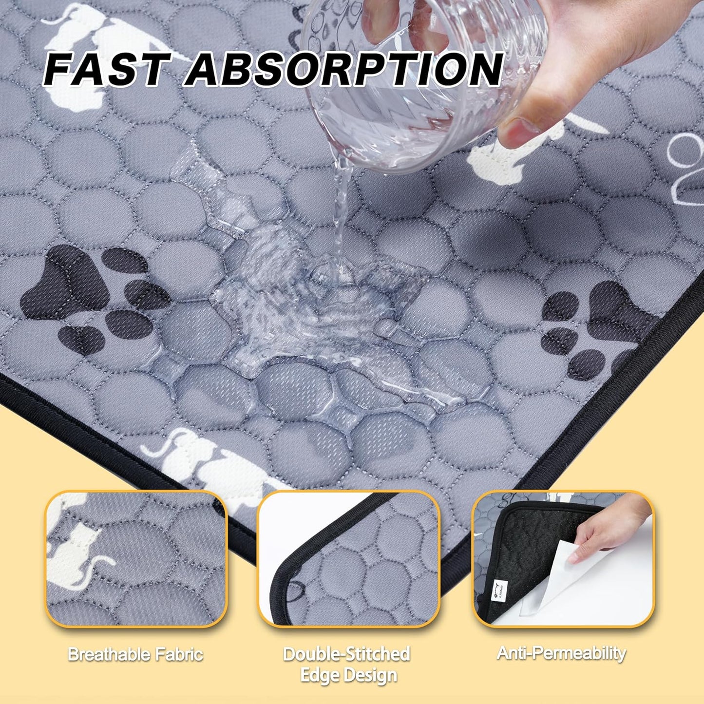 Washable Pee Pads for Dogs 65"x48", Extra Large Reusable Puppy Pads, Waterproof Pet Pee Pads for Dog Potty Training, Extra Large Dog Pee Pads for Crate, Playpen, and Whelping, Durable and Absorbent